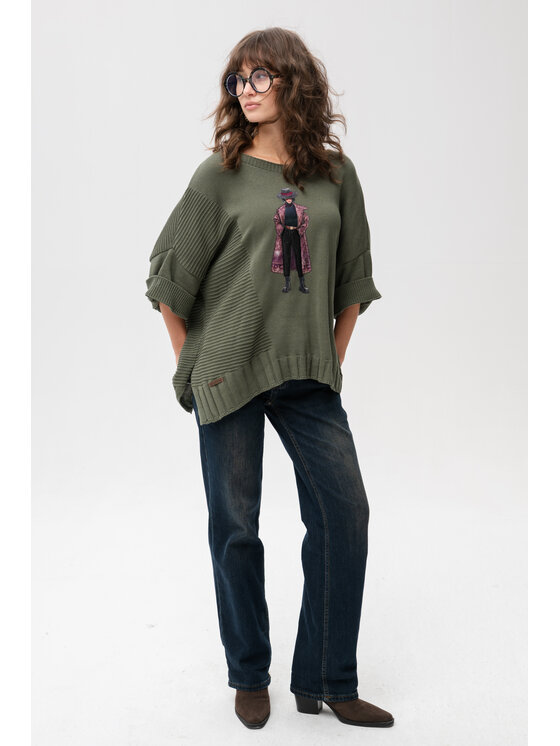 blue shadow blue shadow Sweter Nell Zielony Regular Fit