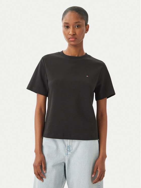Tommy Hilfiger Tricou WW0WW49646 Negru Boxy Fit