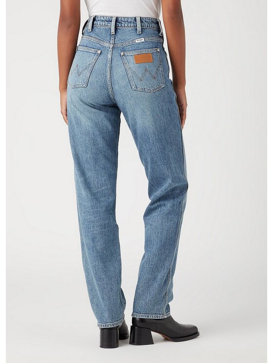 Wrangler Wrangler Jeansy Mom Straight Niebieski Mom Fit