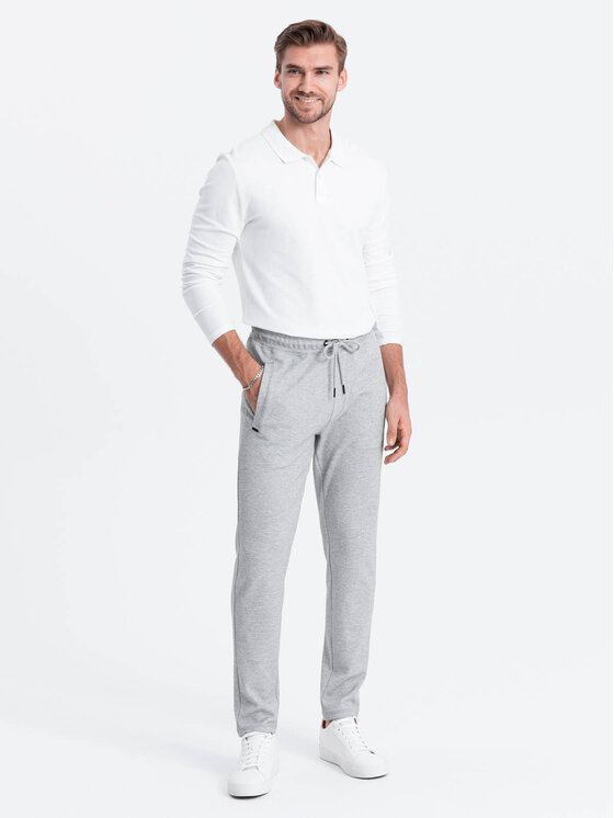 Ombre Ombre Spodnie dresowe OM-PASK-0166 Szary Carrot Fit