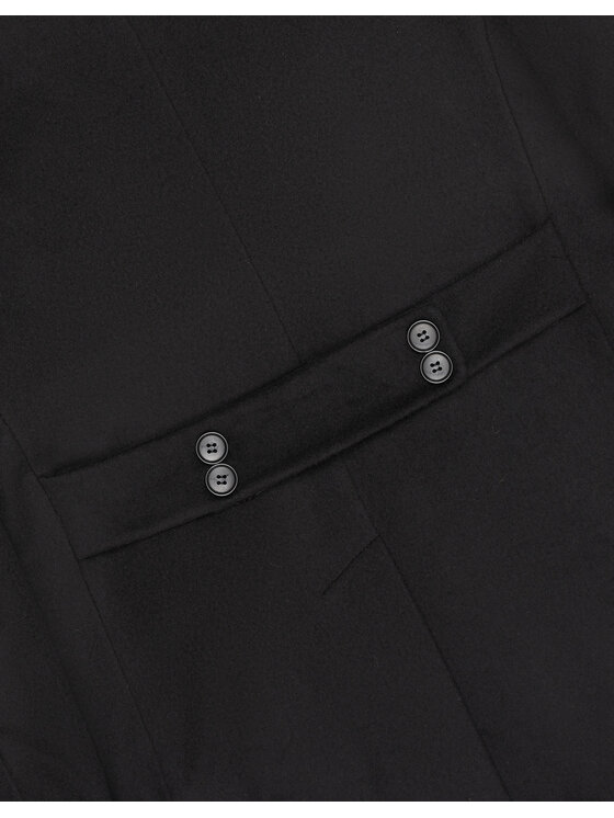 Borgio Borgio Płaszcz wełniany rivara_c Czarny Slim Fit