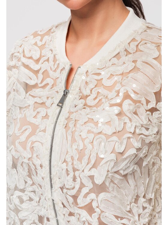 Ombre Ombre Kurtka bomber OW-JANP-0134 Beżowy Loose Fit