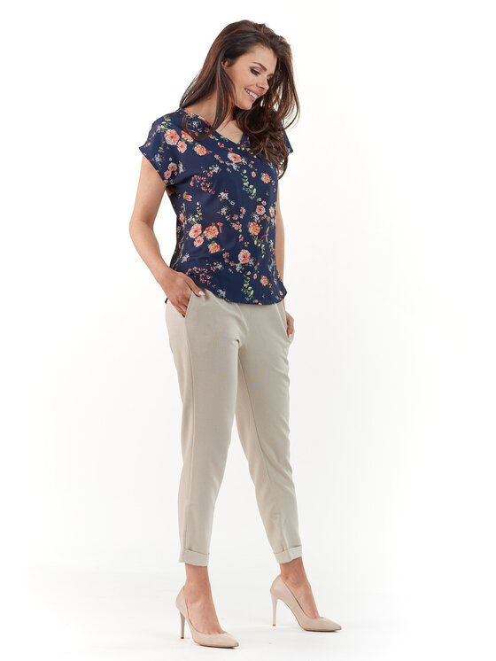 Awama Awama Blusa L067 Blu scuro Basic Fit