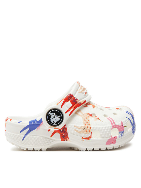 Şlapi Crocs Classic Character Print Clog T 209697 Alb