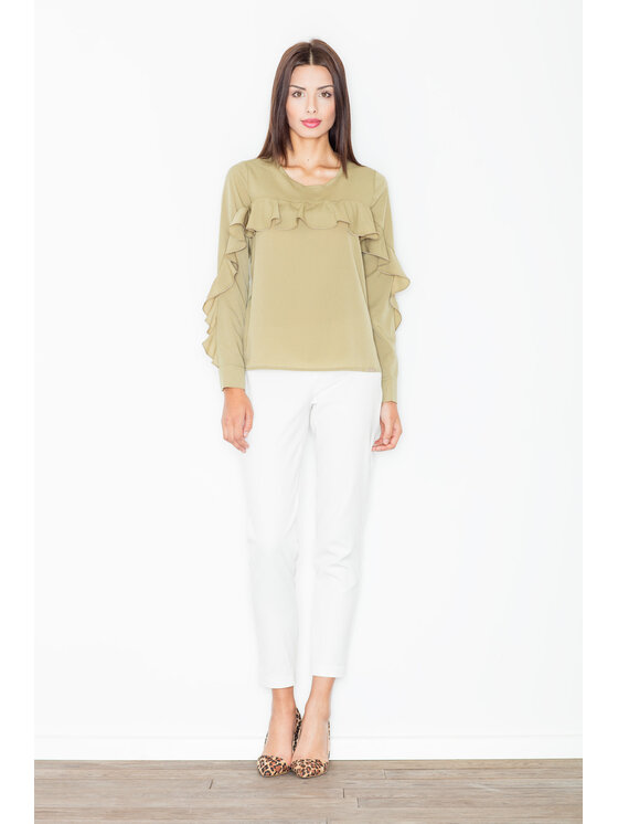 FIGL FIGL Bluzka M466 Khaki Regular Fit