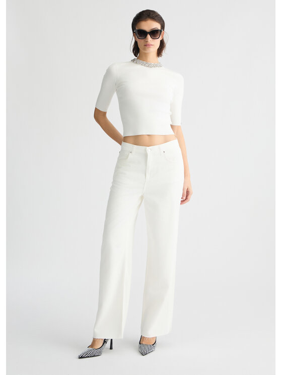 Liu Jo Liu Jo Spodnie materiałowe WA5488T428210701 Biały Regular Fit