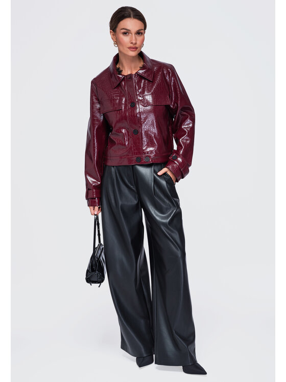 Ombre Ombre Kurtka przejściowa OW-JAFL-0145 Bordowy Relaxed Fit
