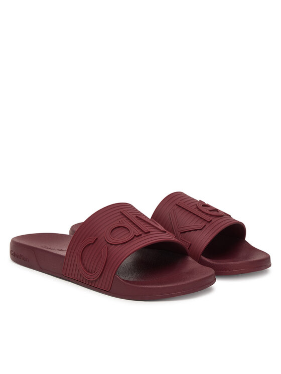 Calvin Klein Calvin Klein Nazouváky Nemo - Contoured Emblem Logo Sliders HM0HM02113 Bordó