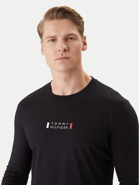 Tommy Hilfiger Tommy Hilfiger Majica dugih rukava Brand Love Ls Tee MW0MW41454 Crna Slim Fit