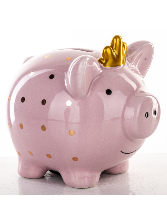 MIAhome MIAhome Skarbonka ceramiczna - 11x11x9 cm świnka PIGGY Kolorowy