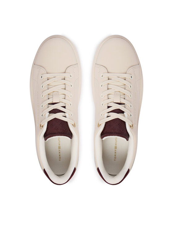 Tommy Hilfiger Tommy Hilfiger Sneakersy Th Feminine Cupsole Monogram FW0FW09606 Kremowy