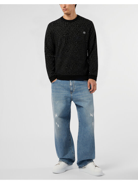 PHILIPP PLEIN PHILIPP PLEIN Sveter 32061 Čierna Regular Fit