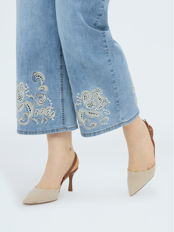 Fiorella Rubino Fiorella Rubino Jeansy P470T005171N024 Turkusowy Cropp Fit