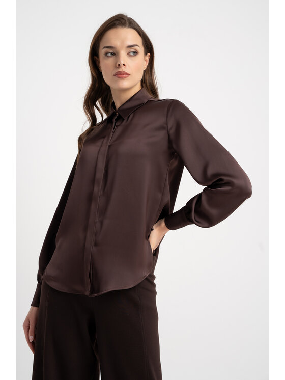 CLICK CLICK Πουκάμισο 10-6960 Καφέ Regular Fit