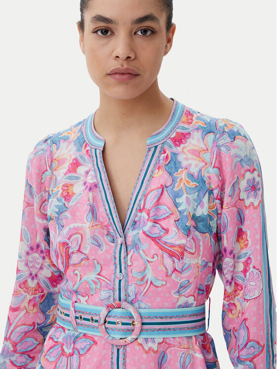 Hale Bob Hale Bob Vestito estivo with linen 4ZCA612A Rosa Regular Fit