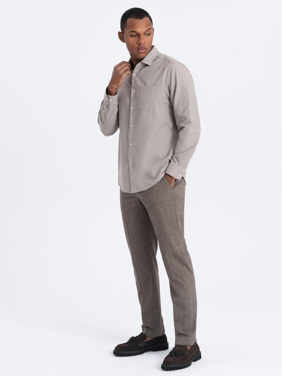 Ombre Ombre Koszula OM-SHCS-0148 Szary Regular Fit