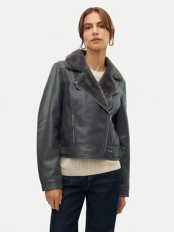 Vero Moda Vero Moda Geacă din imitație de piele Hailey 10250405 Gri Regular Fit