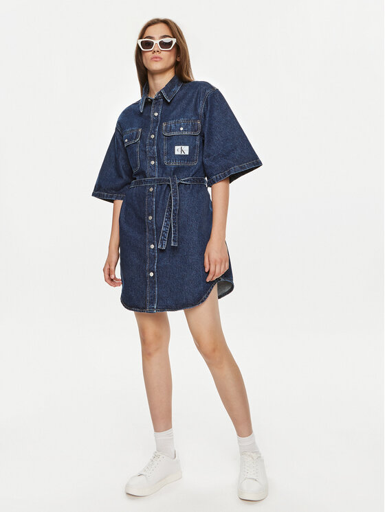 Calvin Klein Jeans Calvin Klein Jeans Дънкова рокля Utility J20J224748 Тъмносин Regular Fit