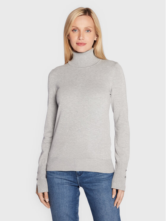 Guess Bluză cu gât Paule W2BR53 Z2V62 Gri Slim Fit