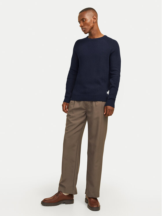 Jack & Jones Jack & Jones Sweter Pannel 12258471 Granatowy Regular Fit
