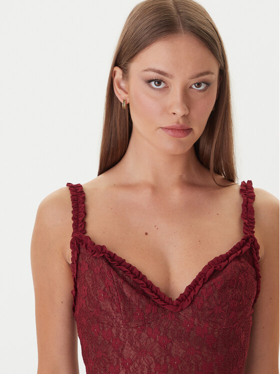 Bardot Bardot Sukienka koktajlowa Alegra Stretch Lace 59964DB Bordowy Regular Fit