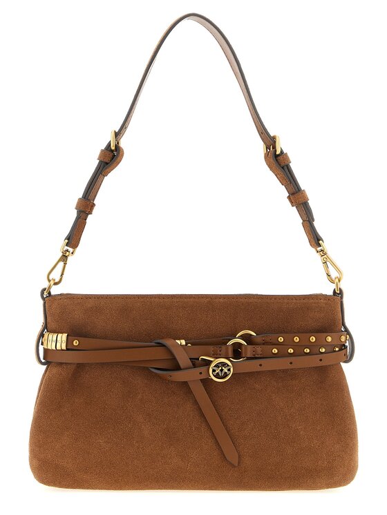 PINKO PINKO Torebka Brown Lamb Leather Shoulder Bordowy