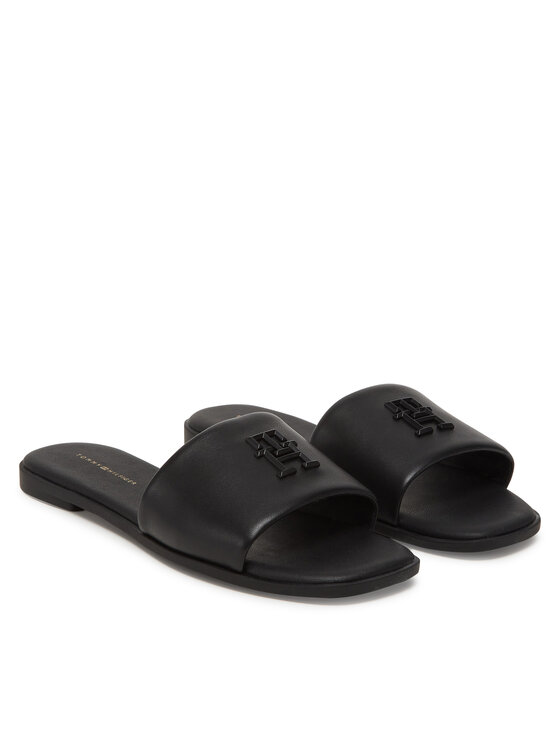 Tommy Hilfiger Tommy Hilfiger Παντόφλες Th Logo Hardware Leather Mule FW0FW08806 Μαύρο