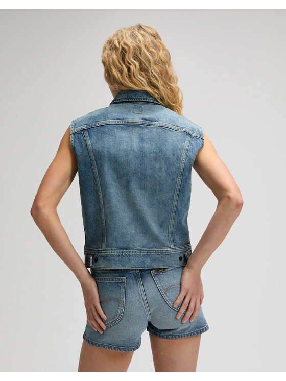 Lee Lee Kurtka jeansowa RIDER VEST Niebieski Relaxed Fit