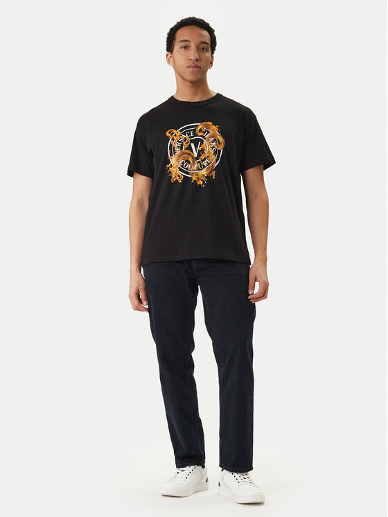 Versace Jeans Couture Versace Jeans Couture Póló 80GAHE01 CJ00E Fekete Regular Fit