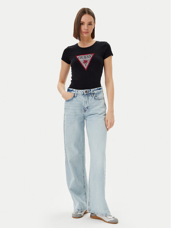Guess Guess Tričko E5GI08 J1314 Čierna Slim Fit