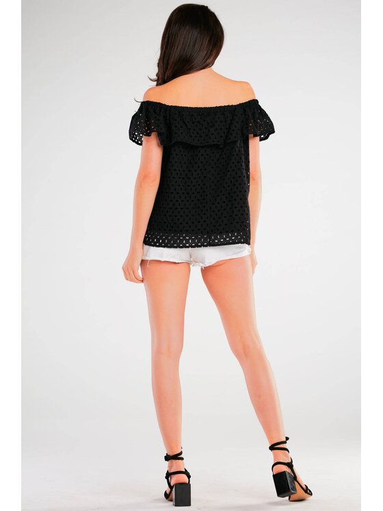 Awama Awama Bluzka A437 Czarny Basic Fit