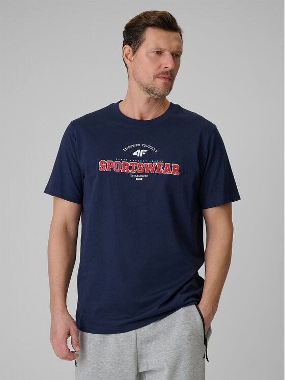 4F 4F T-Shirt SPORTS CLUB Granatowy Regular Fit