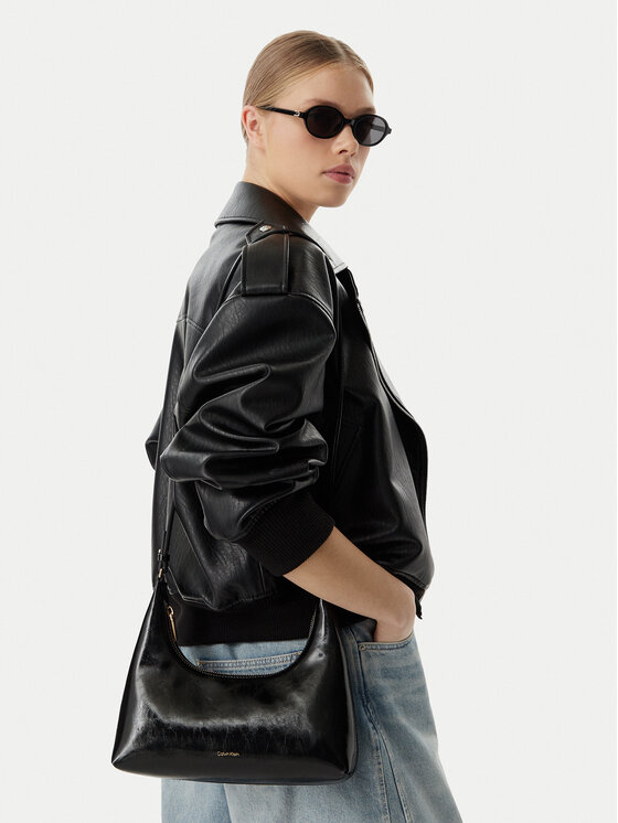 Calvin Klein Geantă Foil Logo Glossy LV04F3737G Negru