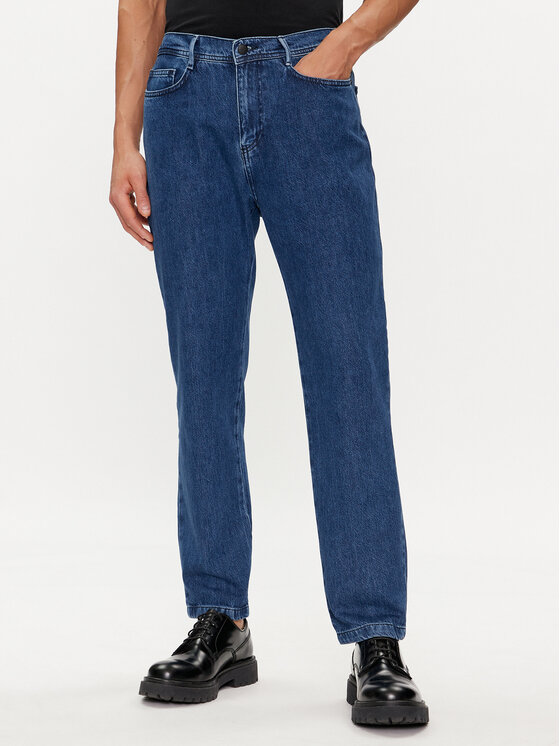 Sisley Sisley Farmer 4QBESE020 Kék Straight Fit