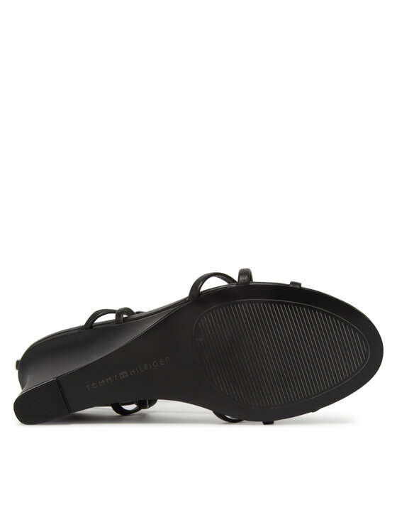 Tommy Hilfiger Tommy Hilfiger Sandały Leather Knots Wedge Sandal FW0FW08417 Czarny