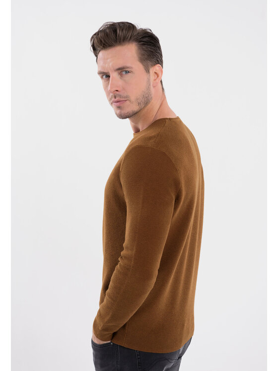 Volcano Volcano Sweter S-BRADY Brązowy Regular Fit
