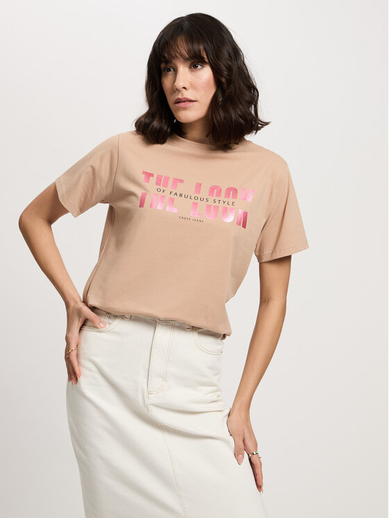 Cross Jeans Cross Jeans T-Shirt 56155-383 Beżowy