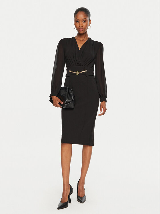 Rinascimento Rinascimento Kokteilinė suknelė CFC0120006003 Juoda Slim Fit