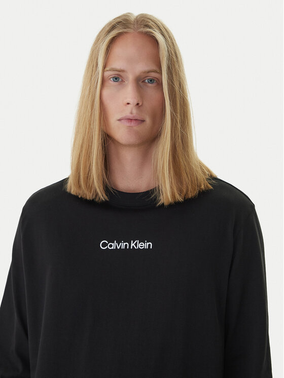 Calvin Klein Calvin Klein S dlouhým rukávem Standard Logo LV04LD232G Černá Relaxed Fit