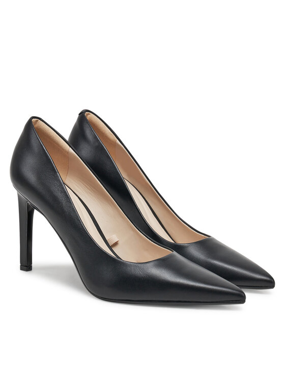 Calvin Klein Calvin Klein Pantofi cu toc subțire Heel Pump 90 - Lth HW0HW02336 Negru