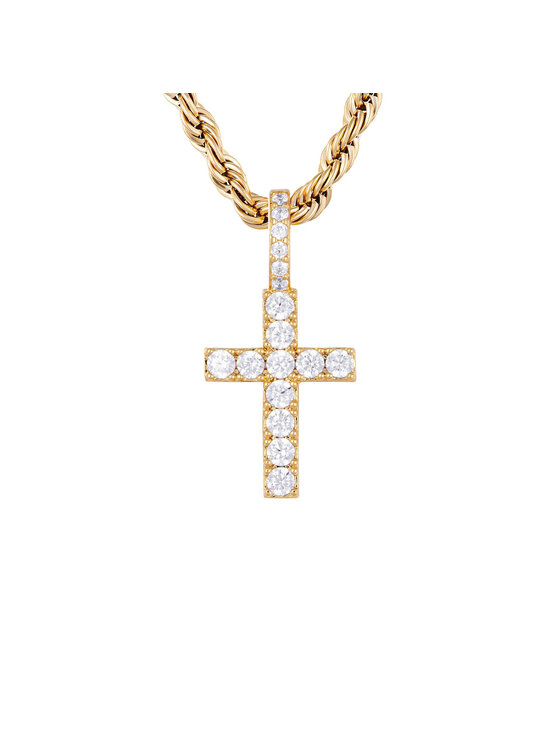 ICED STUFF Prívesok Micro Diamond Cross Zlatá