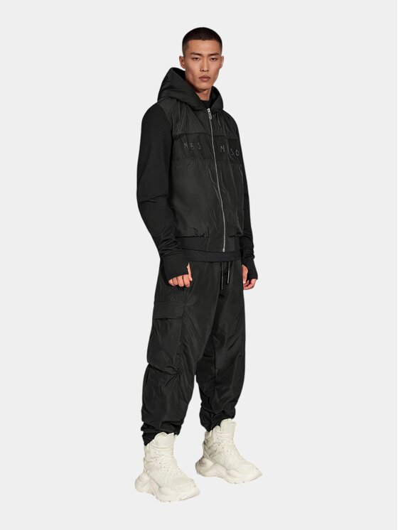 MADE BY SOCIETY MADE BY SOCIETY Kurtka anorak Core Block Hoodie - H17644 Czarny Basic Fit