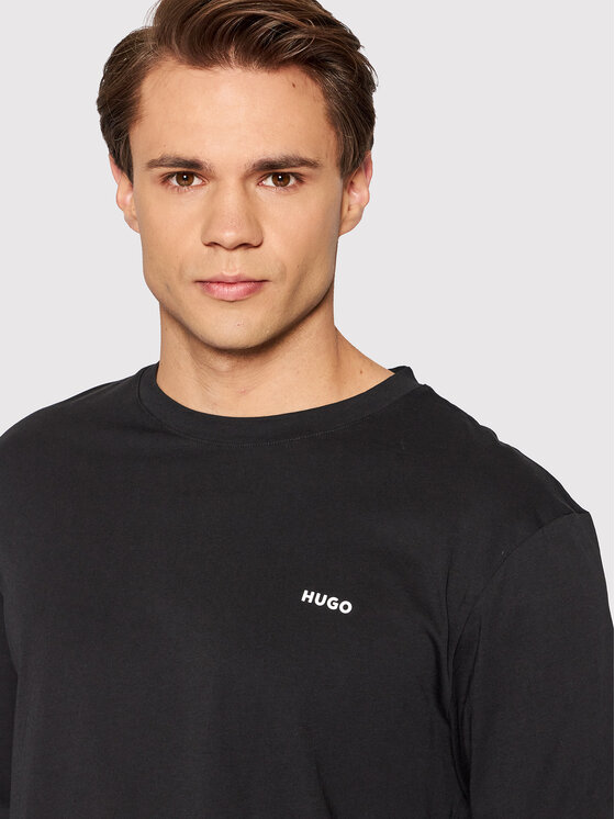 HUGO Hugo Pikkade varrukatega T-särk Derol222 50466159 Must Regular Fit