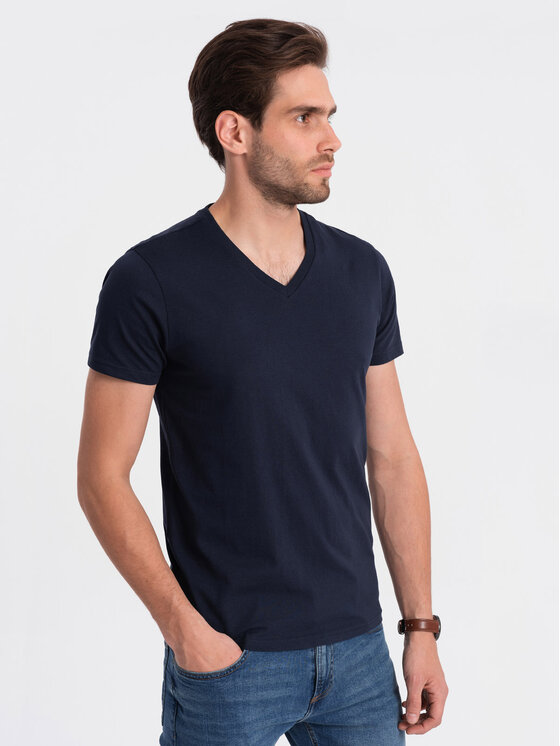 Ombre Ombre T-Shirt OM-TSBS-0145 Tmavomodrá Classic Fit