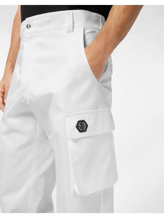 PHILIPP PLEIN PHILIPP PLEIN Spodnie cargo 24233 Biały Cargo Fit