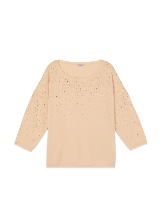 Oltre Oltre Sweter M112E002112N002 Kremowy Regular Fit