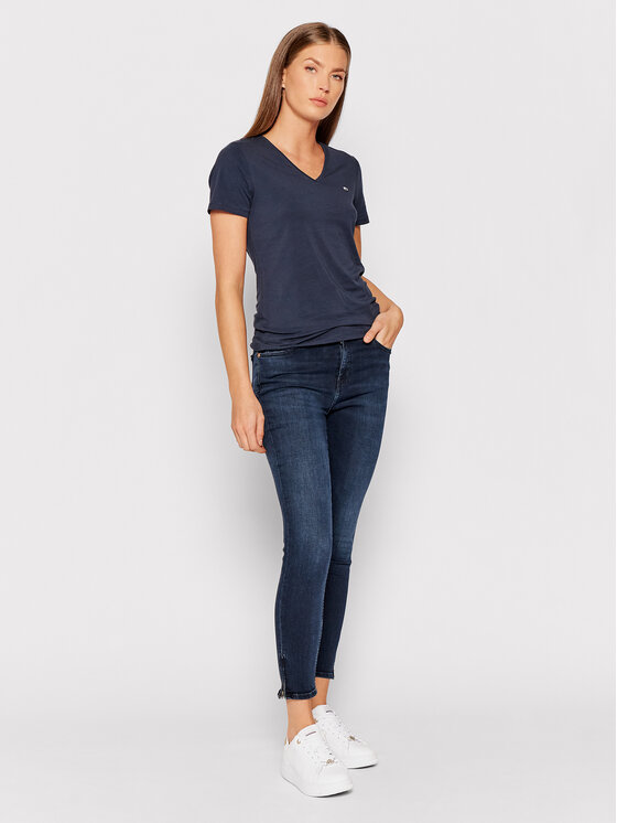 Tommy Jeans Tommy Jeans T-shirt Tjw Skinny Stretch DW0DW09197 Tamnoplava Slim Fit