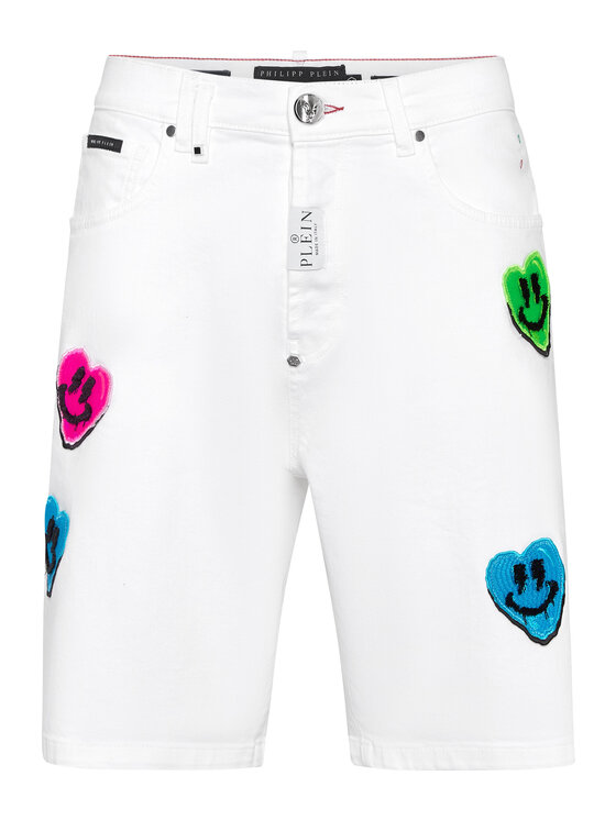 PHILIPP PLEIN PHILIPP PLEIN Džínové šortky 15229 Bílá Loose Fit