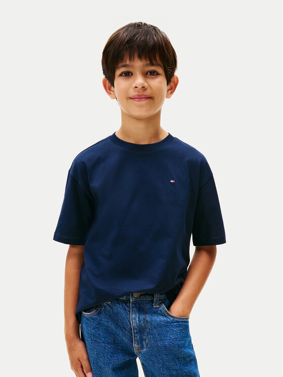 Tommy Hilfiger Tricou Essential Flag KB0KB09646 Bleumarin Regular Fit