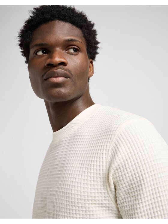 Lee Lee T-Shirt LS WAFFLE Biały Regular Fit